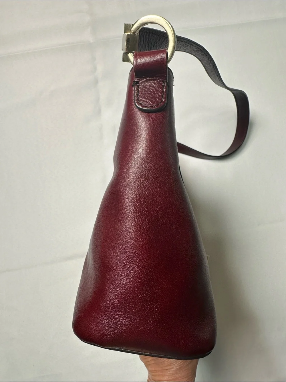 Etienne Aigner Oxblood Red Leather Shoulder Bag with Gold Hardware